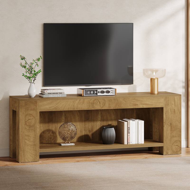 63" Extra Long TV Stand with Storage Shelves, Media Console Entertainment Center for 55/60/65/75-Inch TVs Living Room Bedroom