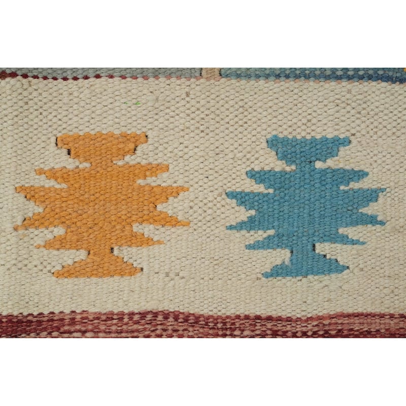 Hand Woven Oriental 100% Wool Carpet Southwestern Tribal Multi-Colored Kilim Area Rug - 9' 8'' X 6' 8''