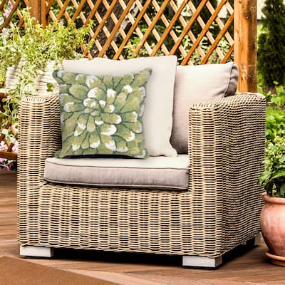 Liora Manne Frontporch Mum Indoor/Outdoor Pillow Green 18" Square