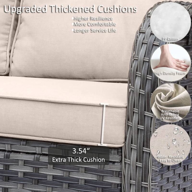 High Back Wicker Patio Furniture Outdoor Swivel Chair Set with Cushion