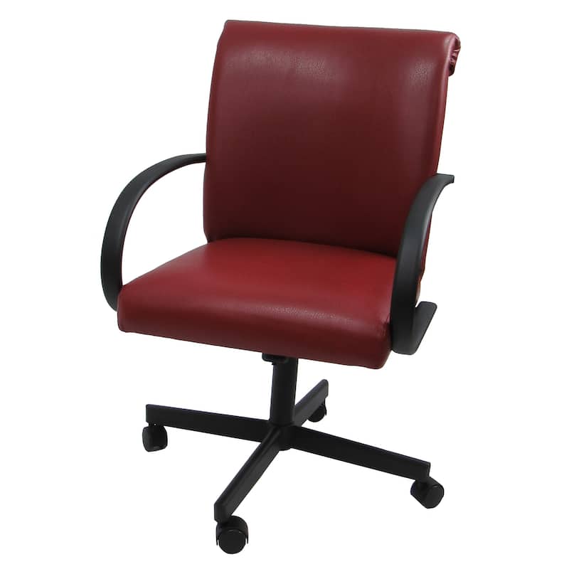 Swivel Caster Dining Chair - M-60 on Wheels - N/A - Casino Red Vinyl - Black