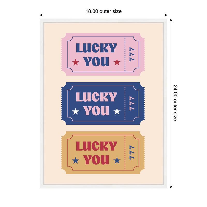 Kate and Laurel LuckyYouTicket by Rachel Lee 3 Birdies Studio Framed Canvas Wall Art Print