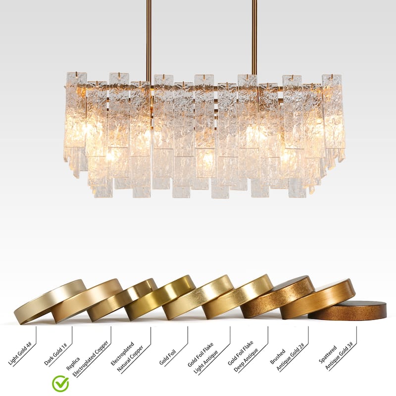 Elver Modern Gold 7-Light Textured Glass Chandelier Luxury Kitchen Island Lights - W31" x H12"