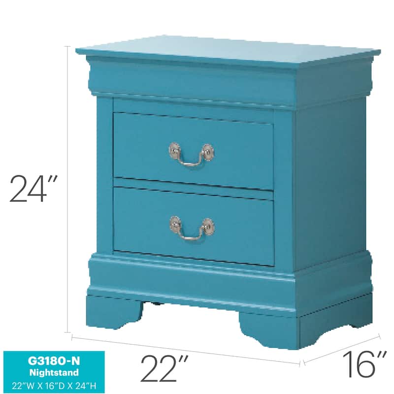Teal Nightstand 24x22x16 with One Spacious Drawer, Compact Bedside Table for Storage and Bright Contemporary Bedroom Decor