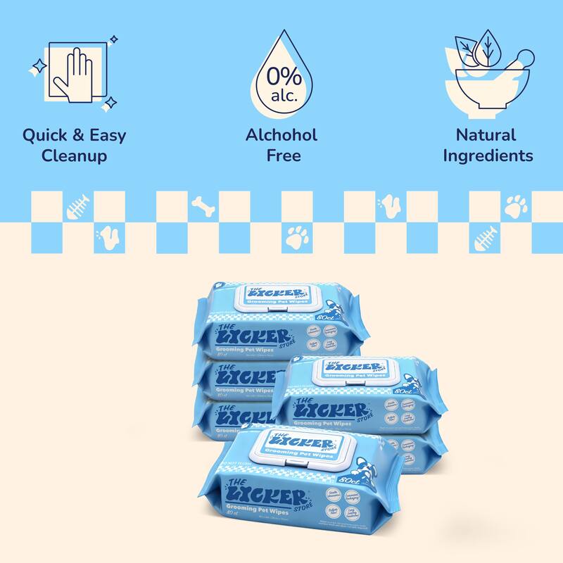 Hydrating Hypoallergenic Unscented Dog Grooming Wipes with Aloe Vera, Chamomile, and Shea Butter