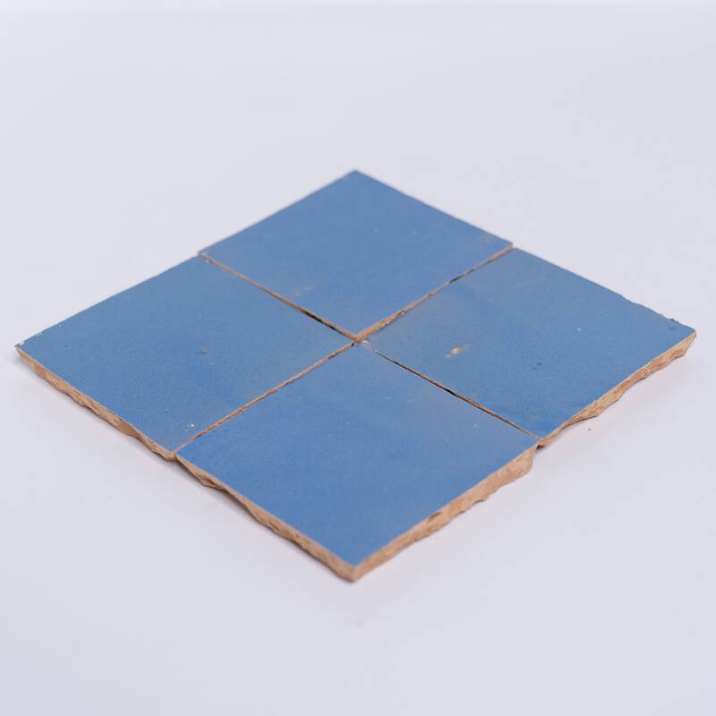 Handmade 4x4-in Moroccan Mosaic Solid Color Dusty Blue