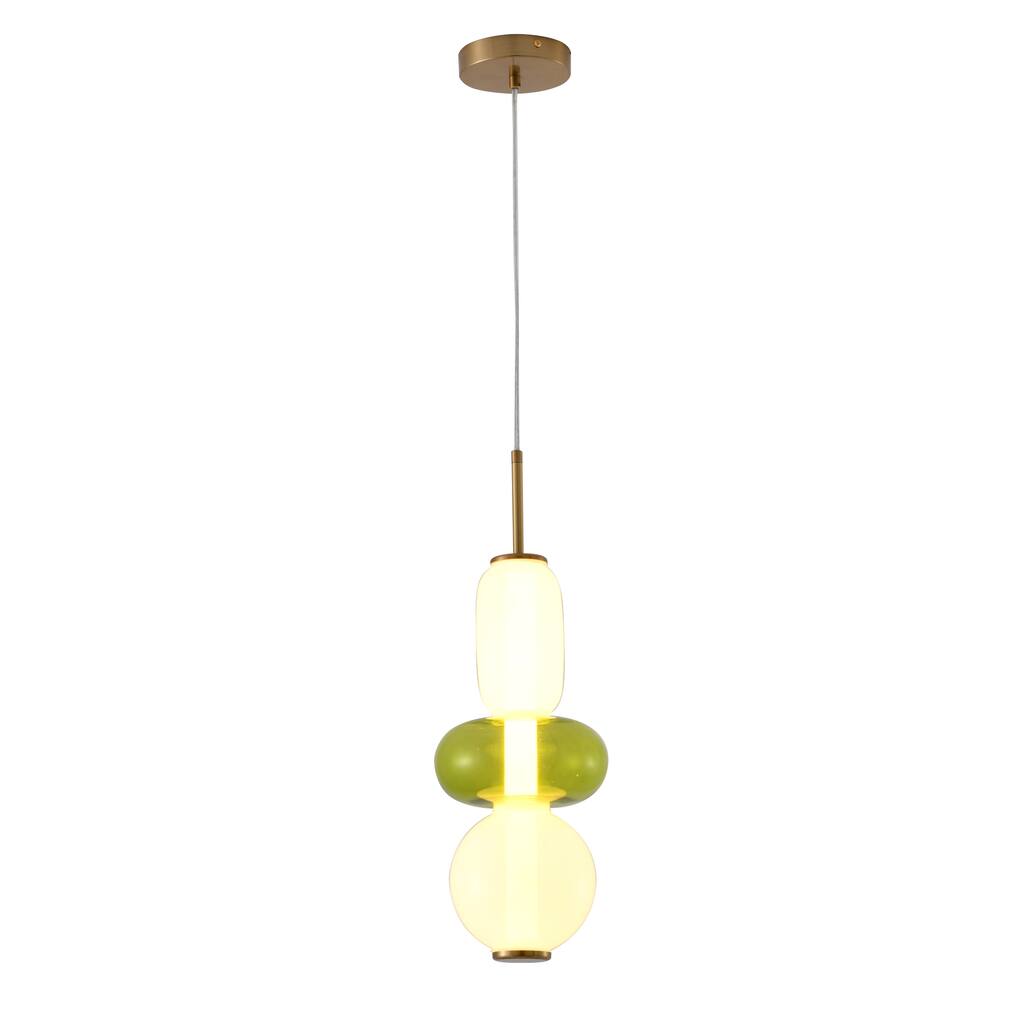 Gold Metal LED Pendant With Glass Shade