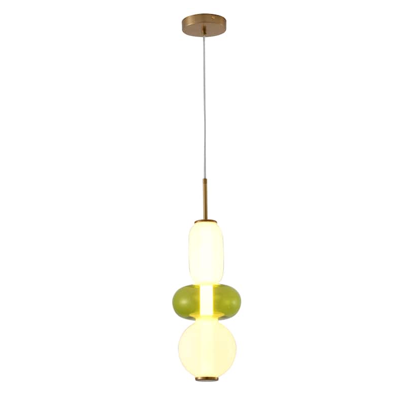 Gold Metal LED Pendant With Glass Shade