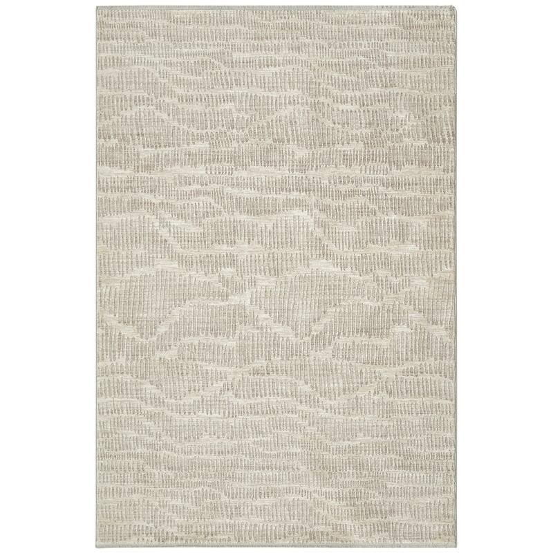 Calvin Klein CK079 Notes Indoor only Grey Abstract Area Rug - Ivory/Silver - 3' 11" x 5' 11" - Rectangle