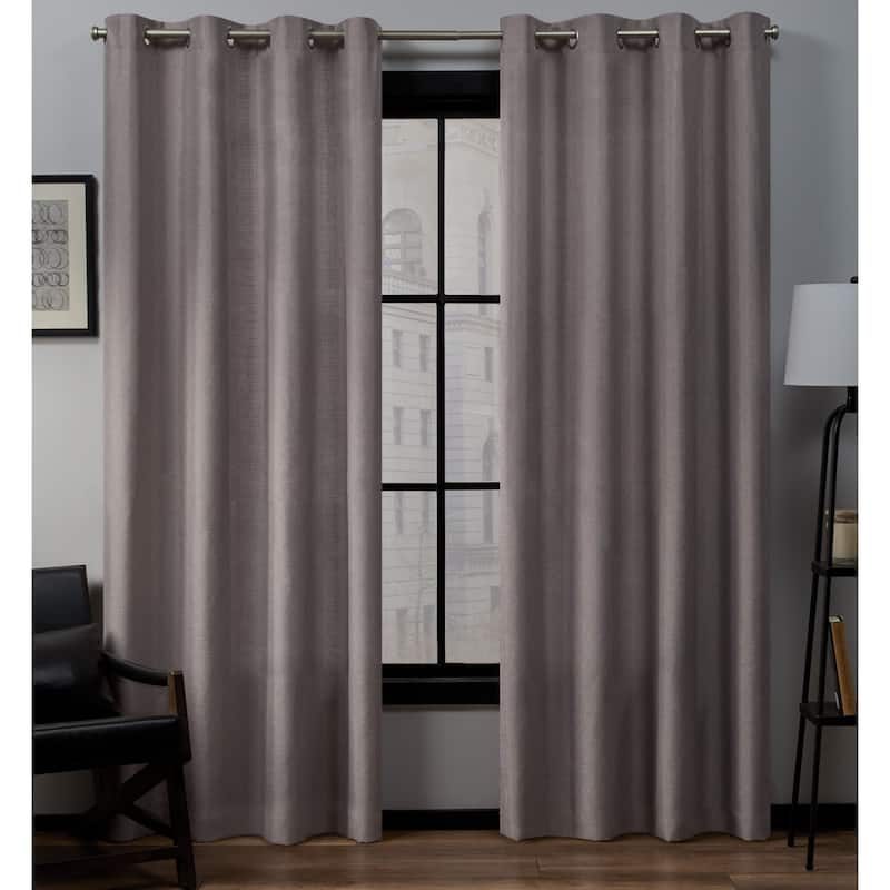 EXCLUSIVE HOME Loha Linen Grommet Top Curtain Panel Pair