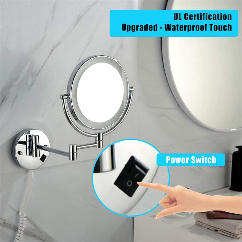8 Inch LED Wall Mount Two-Sided Magnifying Makeup Vanity Mirror