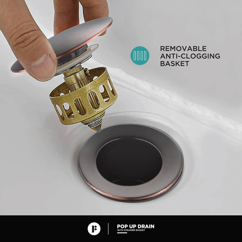 Fine Fixtures Modern Single Hole Bathroom Sink Faucet with Pop-up Drain and Strainer Basket