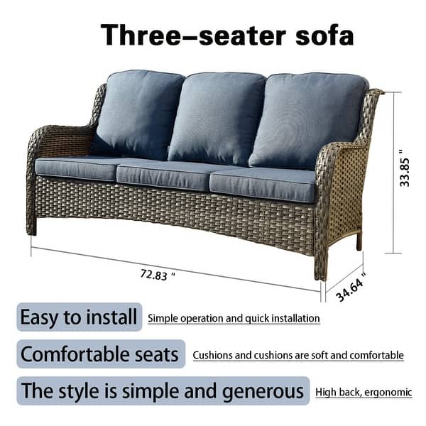 dimension image slide 1 of 3, Ovios PE Rattan Wicker 5-piece Patio Furniture Set