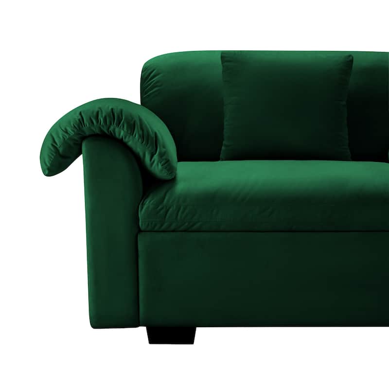 Upholstered Deep Seat Sofa with Fluffy Armrest Pillows