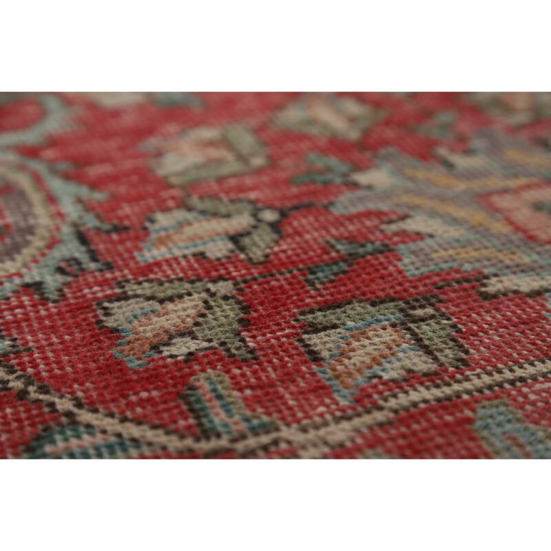 Tabriz Persian Vintage Rug Hand-Knotted Pink Traditional Wool Carpet - 6'9" x 10'3"