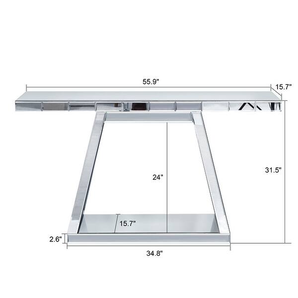 Mirror Entryway Console Table with Trapezoid Base and Open Storage ...