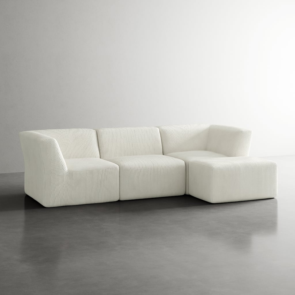 Modern Corduroy Fabric Loveseats Sofa Sectional Sofa
