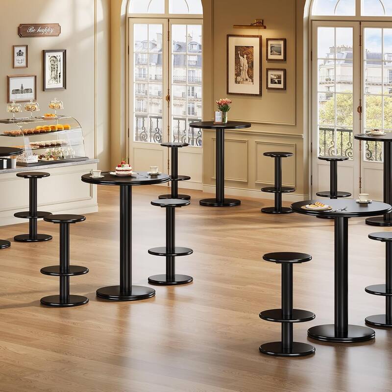 39.4" H Round Bar Table and Chairs Set for Small Bars Kitchen Living Room