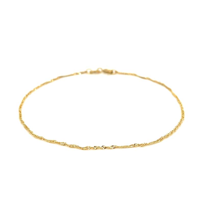 MayaMila 14k Yellow Gold Singapore Bracelet 1.0mm