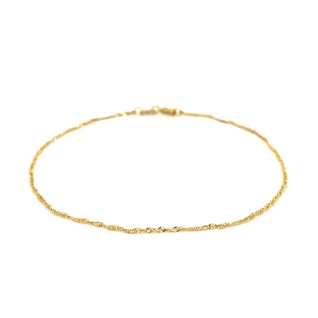 MayaMila 14k Yellow Gold Singapore Bracelet 1.0mm