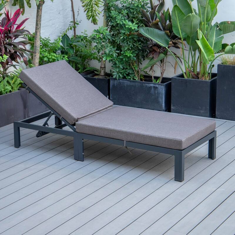 Chelsea Heavy-Duty Aluminum Outdoor Chaise Lounge with Machine-Washable Fade-Resistant Cushions, Lay-Flat Design