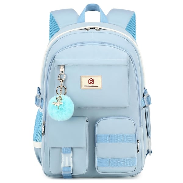 slide 2 of 18, Backpacks 15.6 Inch College Backpack Elementary Middle High School Bag Large Cute Bookbags Anti Theft Travel Back Pack Blue