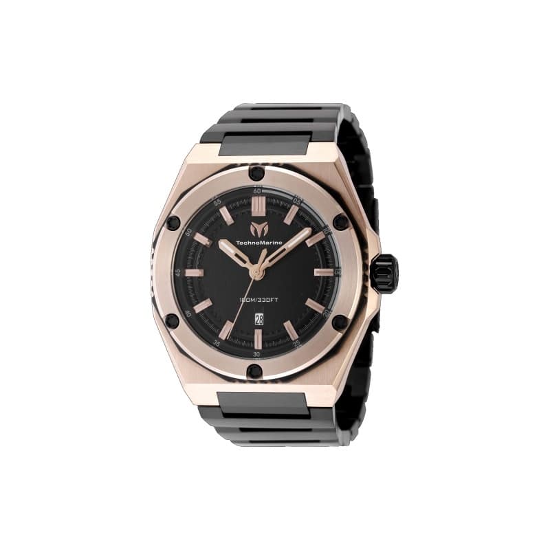 Technomarine Men's TM-416063 CORAL Quartz 3 Hand Black Dial Watch