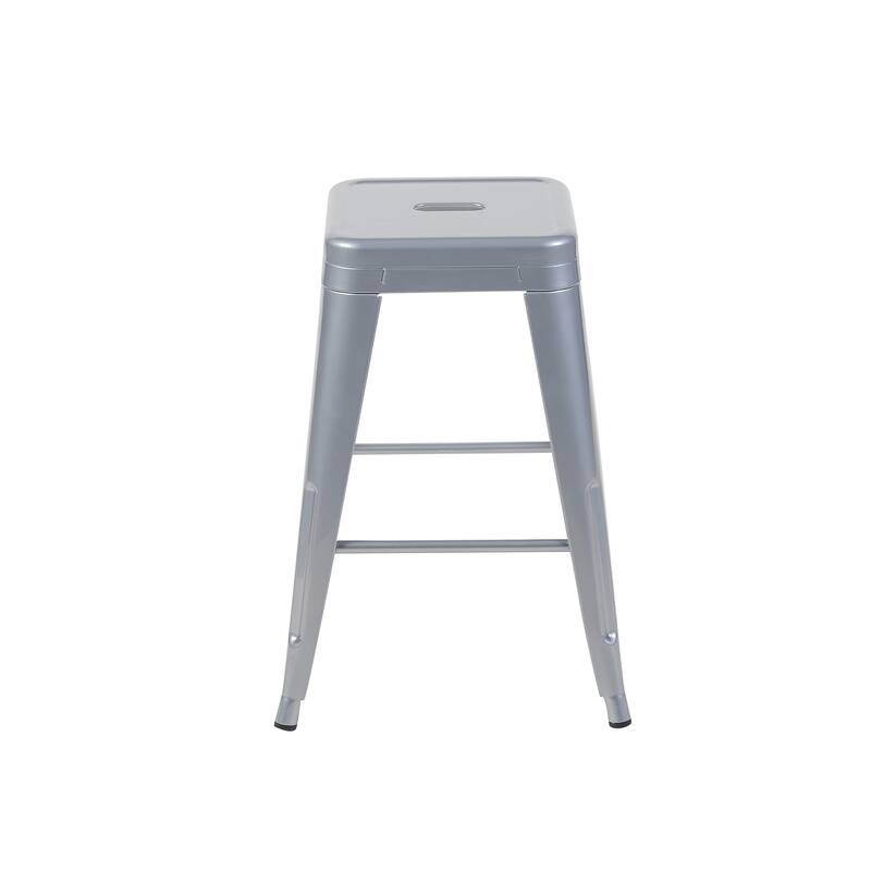 AC Pacific 24 Inch Industrial Stackable Metal Counter Stools Set of 4