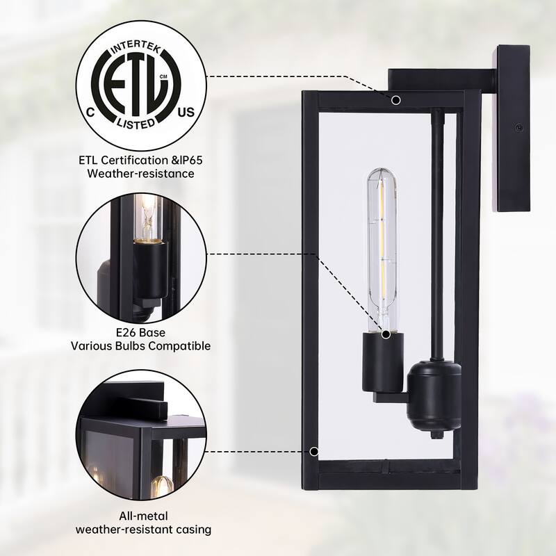 Large Medium Iron Rectangular Outdoor Wall Light