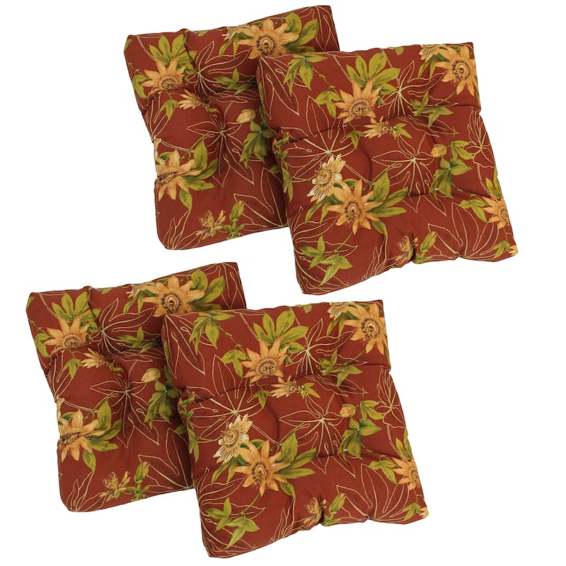 19-inch Square Tufted Indoor/Outdoor Chair Cushions (Set of 4) - Passion Ruby