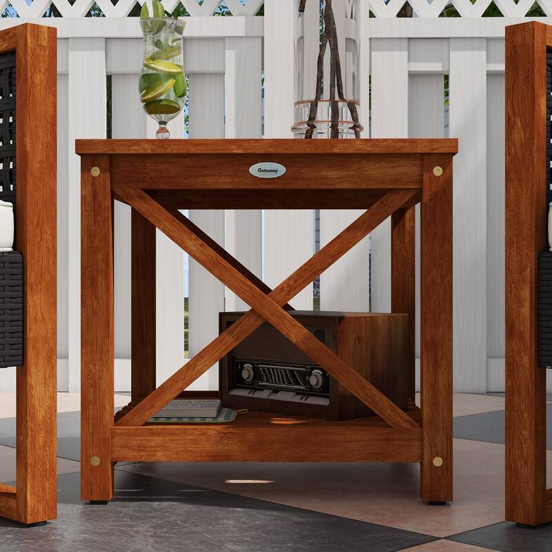 3-Piece Outdoor Bistro Set with Cushioned Chairs and PE Rattan Wood Table, Weather-Resistant Patio Furniture for Porch