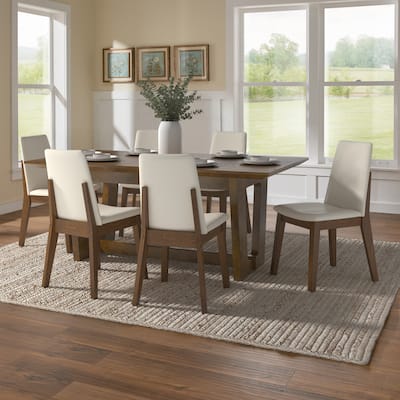 Harstad 72" Rectangular Wood Dining Set with Vegan Leather Upholstered Chairs by iNSPIRE Q Modern