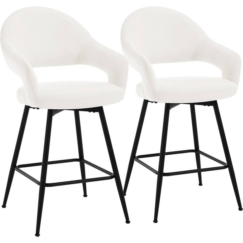 26" Velvet/ Faux Leather Counter Height Swivel Bar Stools Set of 2/4 - 39.2"H x 20.4"W X 22"D