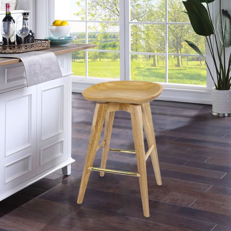 Bali Backless Wood Swivel Indoor Barstool
