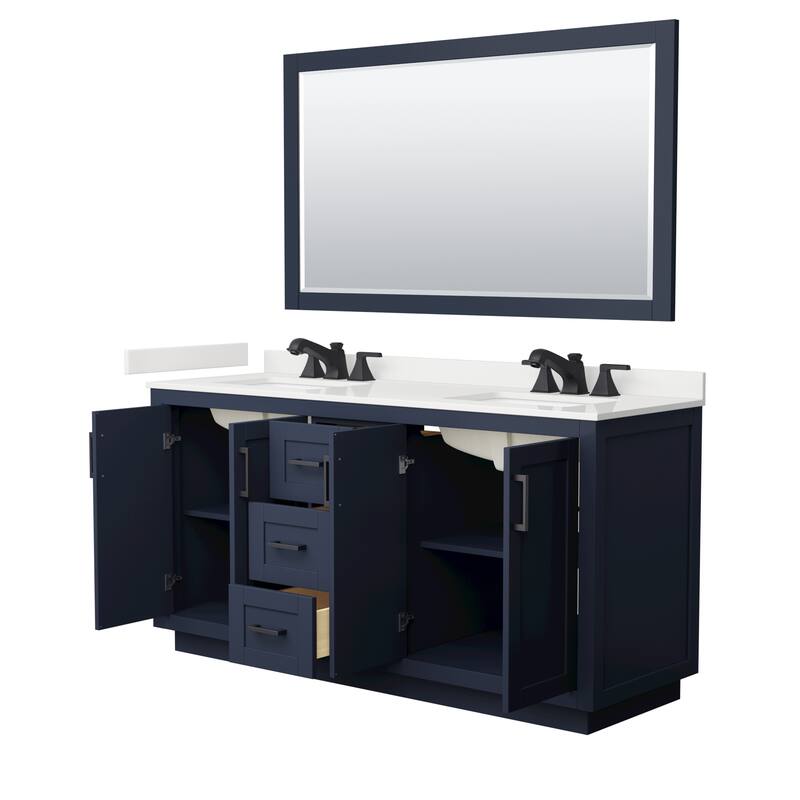 Miranda 66-inch Double Vanity, Quartz Top, 58-inch Mirror