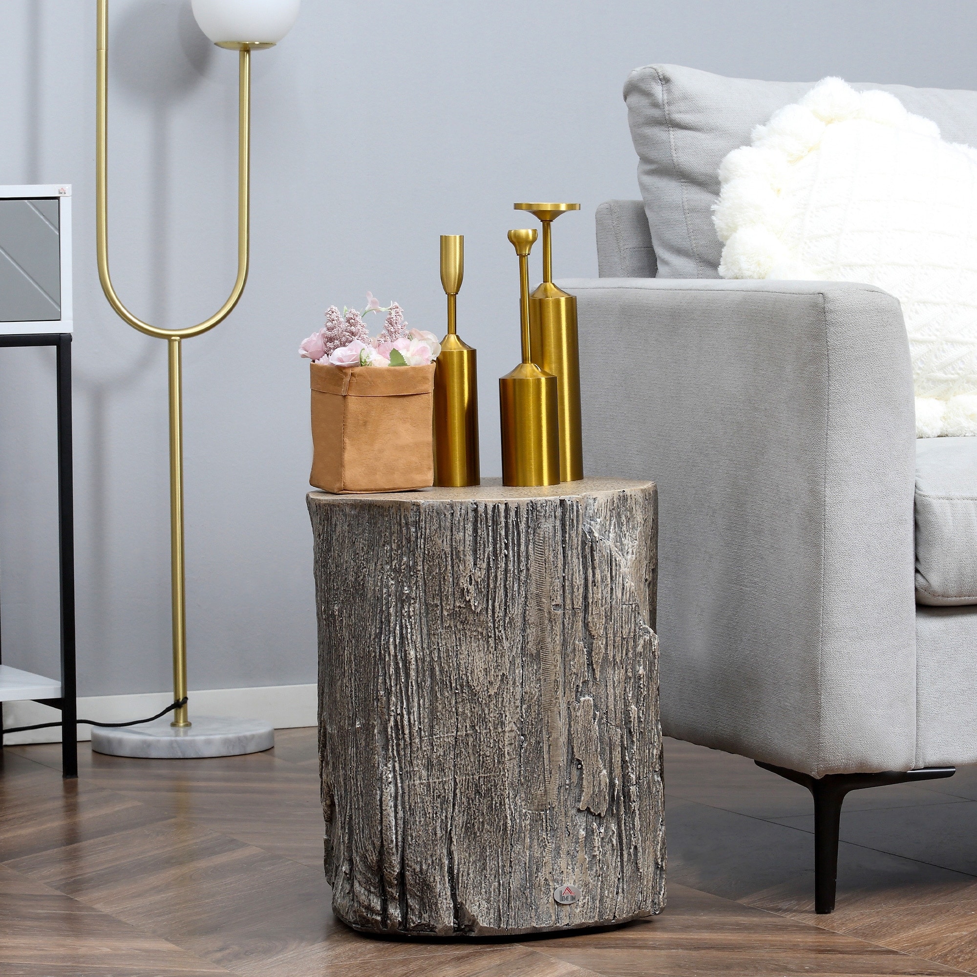 Wood top stump nightstand