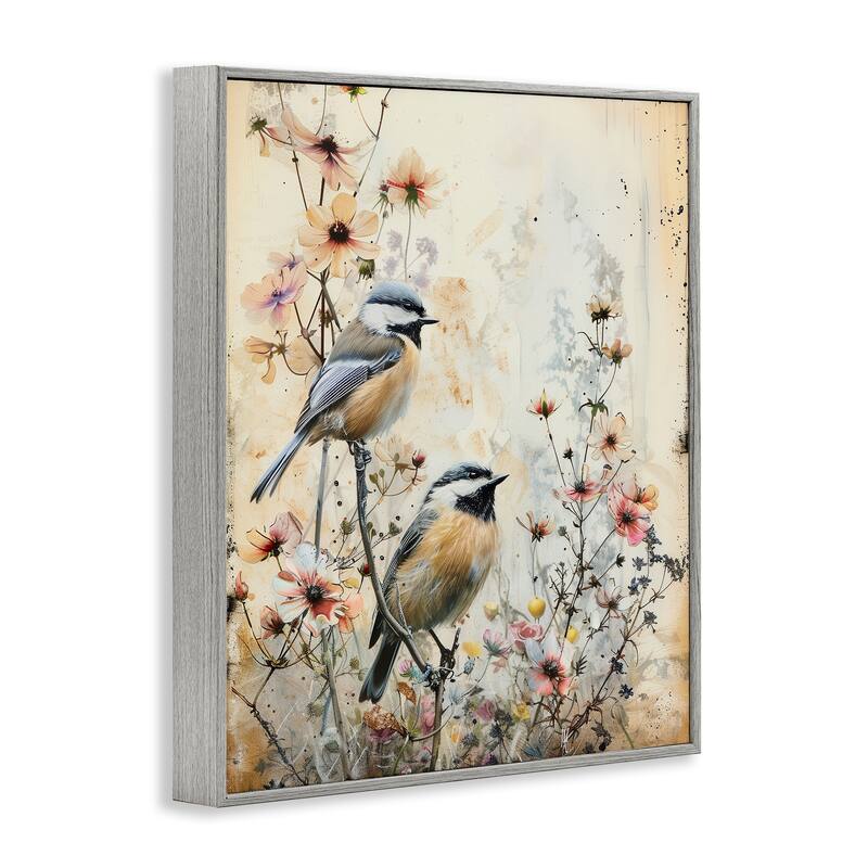 Stupell Sparrows Perched on Florals Framed Giclee Art Design By Arlington Prints