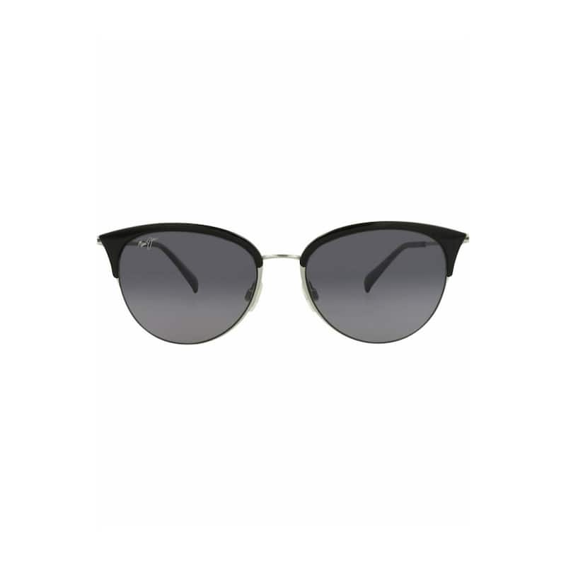 Maui Jim Cat Eye-Frame Nylon & Memory Metal Sunglasses - Black Silver Grey - Black Silver Grey - Multi - Grey Lens
