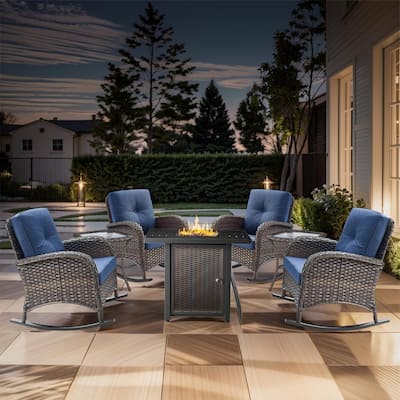 Outdoor Chairs with Fire Pit Table Set