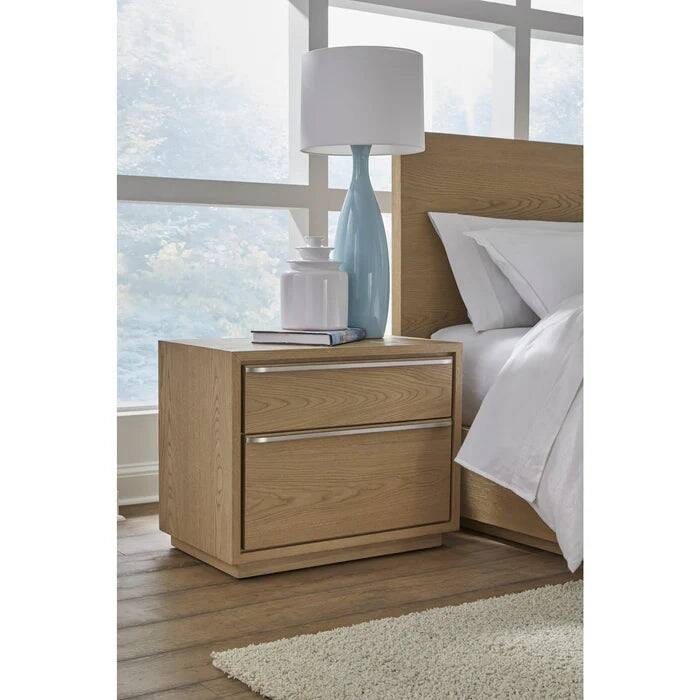 Seabourne Modern Platform Bedroom Set in Bisque (Bed + Two-Nightstand) - King