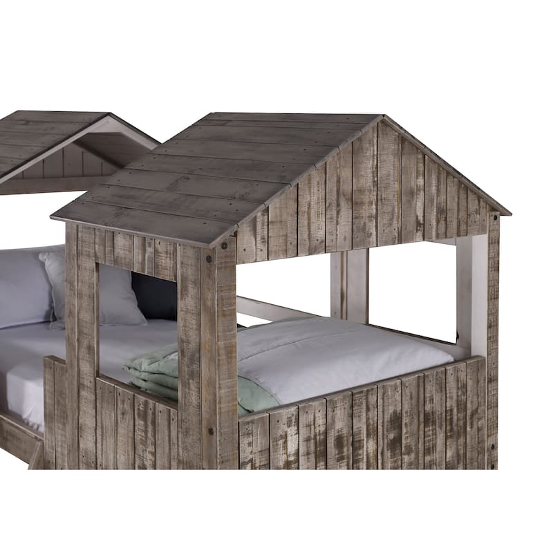 Rustic White Pine Twin over Twin Tower Bunk Bed