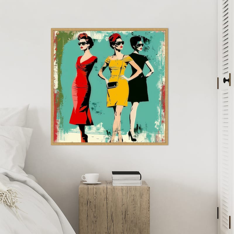 Fashion Trio 1 by Elan Studios Framed Canvas Wall Art Print - Sylvie Bright Gold