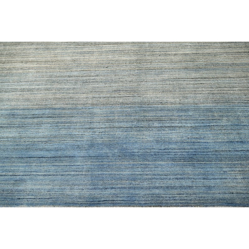 Hand Knotted Gray, Blue Wool Tibetan Modern Oriental Area Rug
