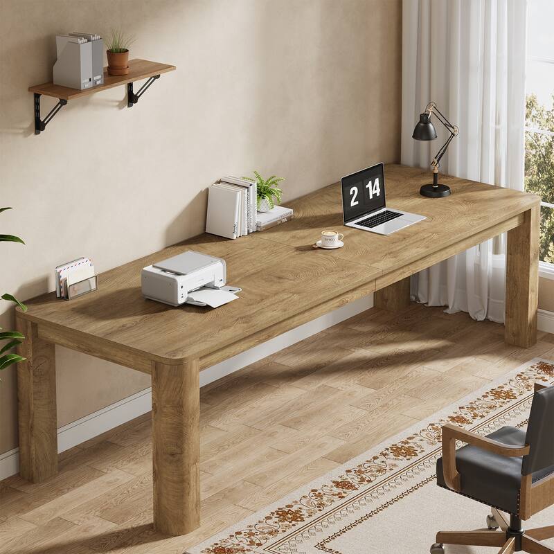 79 Inch Extra Long Desk, Two Person Computer Desk for Home Office - Wood Color