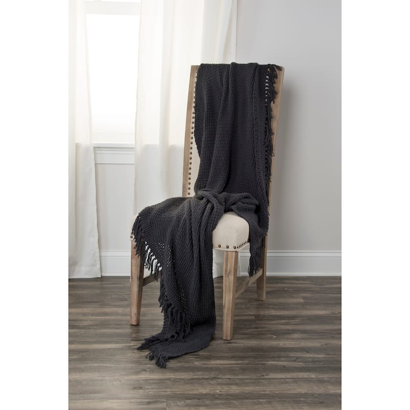 Rizzy Home Knitted Solid Color Throw, 50"X60"