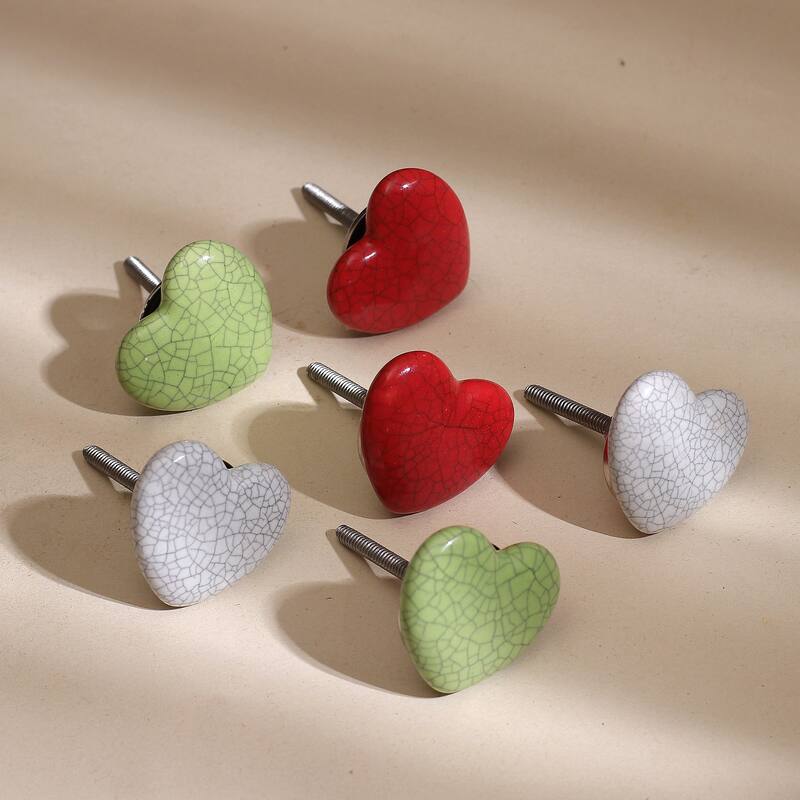 Novica Handmade Merry Hearts Ceramic Cabinet Knobs (Set Of 6)