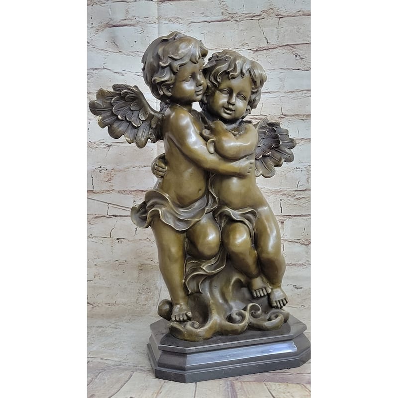 Hand Made Twin Brothers Puti Genuine Bronze Sculpture By Moreau Figurine