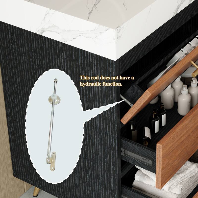 GDFStudio - Athens Modern 29.9" Freestanding Bathroom Vanity with Sintered Stone Top, Ceramic Vessel Sink & Stainless Steel Legs