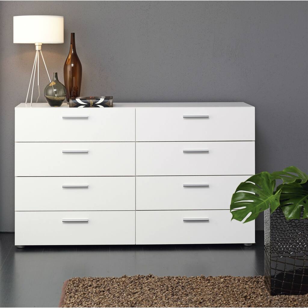 Daily Boutik White Modern Bedroom 8-Drawer Double Dresser