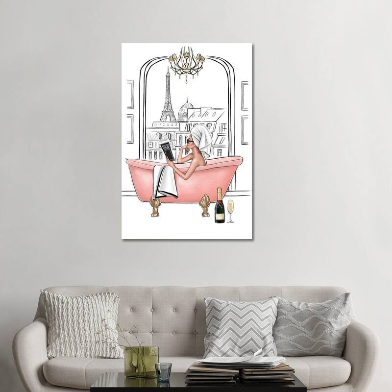iCanvas "Relax In Bathroom In Paris" by LaLana Arts Canvas Print - 48x32x1.5